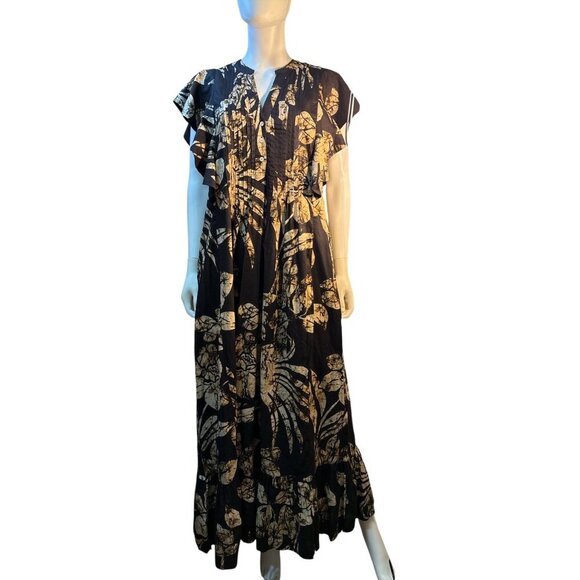 Maeve By Anthropologie Cassandra Ruffle Sleeves Maxi Dress  X-Small  EUC - Picture 1 of 7